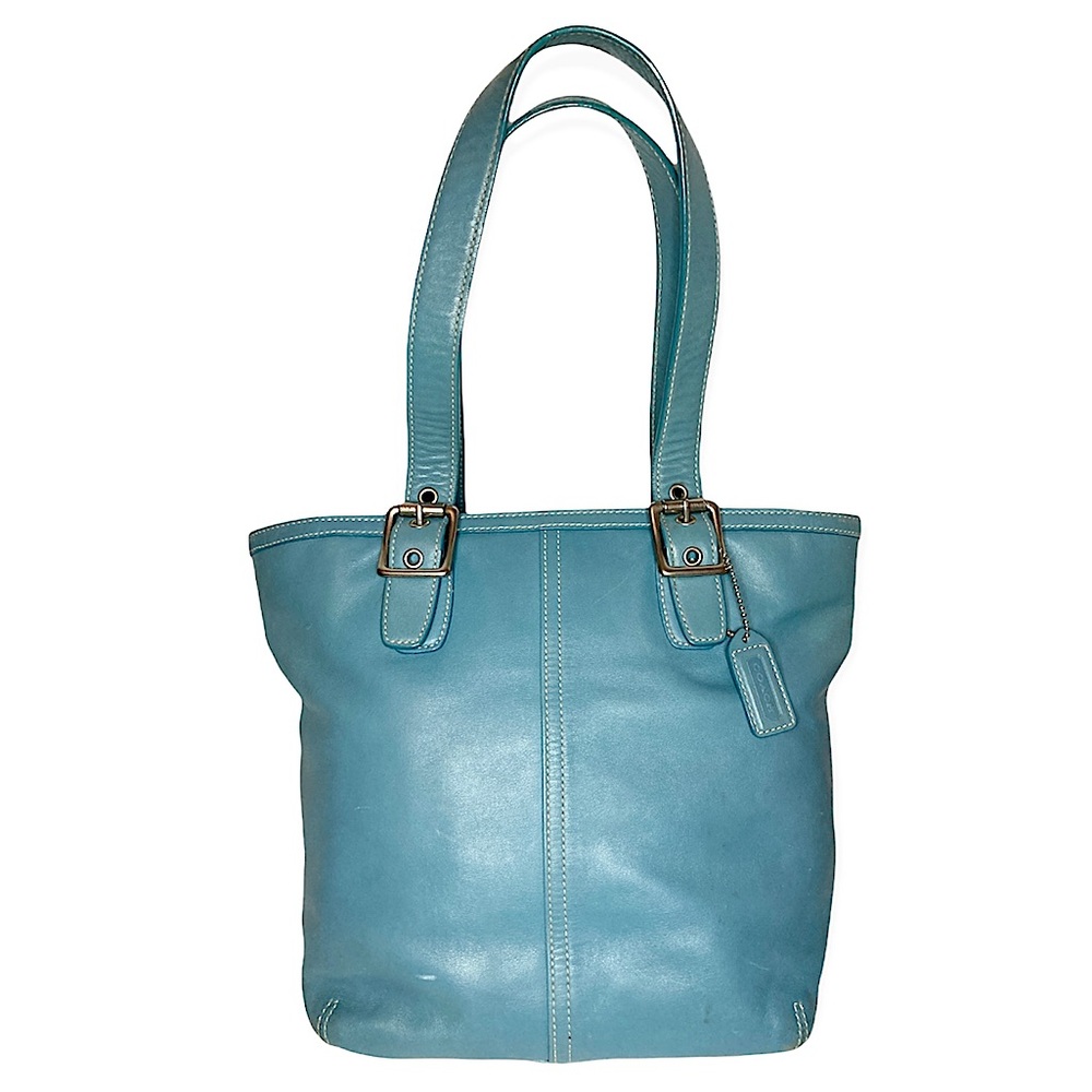 Coach Blue Leather Stitch Tote